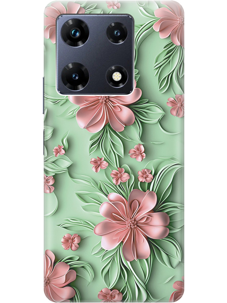 

Силиконовый чехол на Infinix Note 30 Pro с принтом "Розовые цветы на мятном фоне", Прозрачный;зеленый;розовый, 773942821