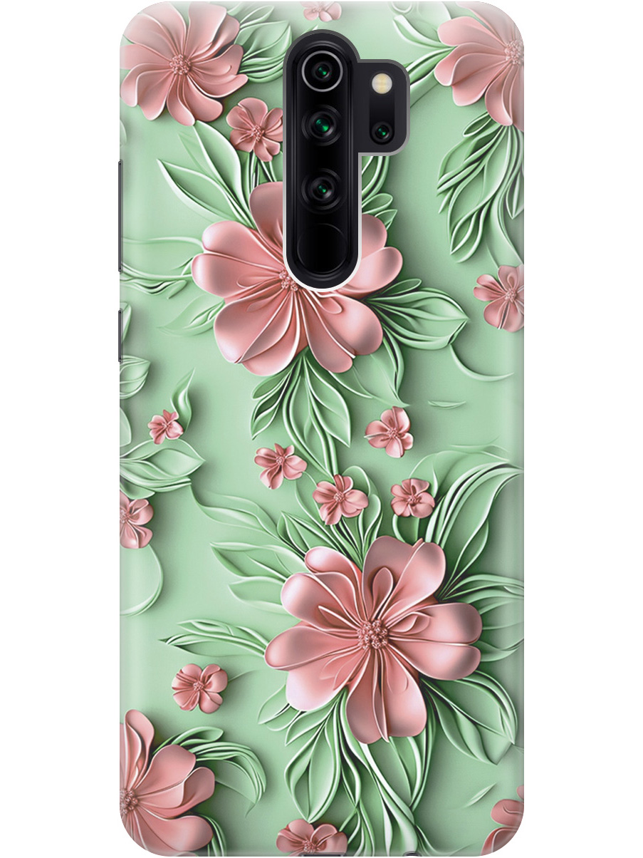 

Силиконовый чехол на Xiaomi Redmi Note 8 Pro с принтом "Розовые цветы на мятном фоне", Прозрачный;зеленый;розовый, 721936321