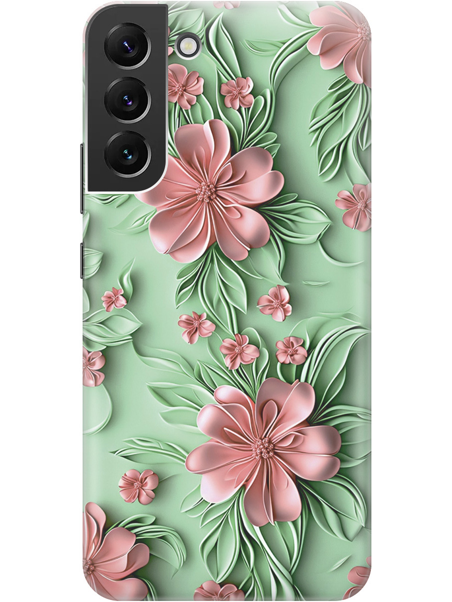 

Силиконовый чехол на Samsung Galaxy S22+ с принтом "Розовые цветы на мятном фоне", Прозрачный;зеленый;розовый, 735250021