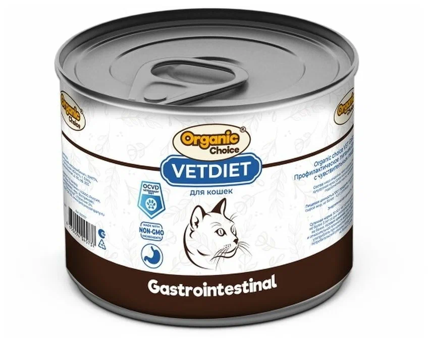 

Консервы для кошек Organic Сhoice VET Gastrointestinal, индейка, курица, 12шт по 240г