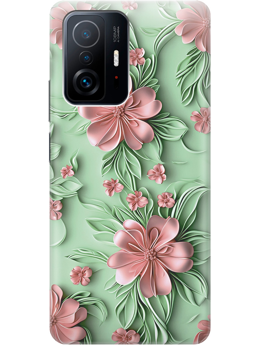 

Силиконовый чехол на Xiaomi 11T / 11T Pro с принтом "Розовые цветы на мятном фоне", Прозрачный;зеленый;розовый, 732395221
