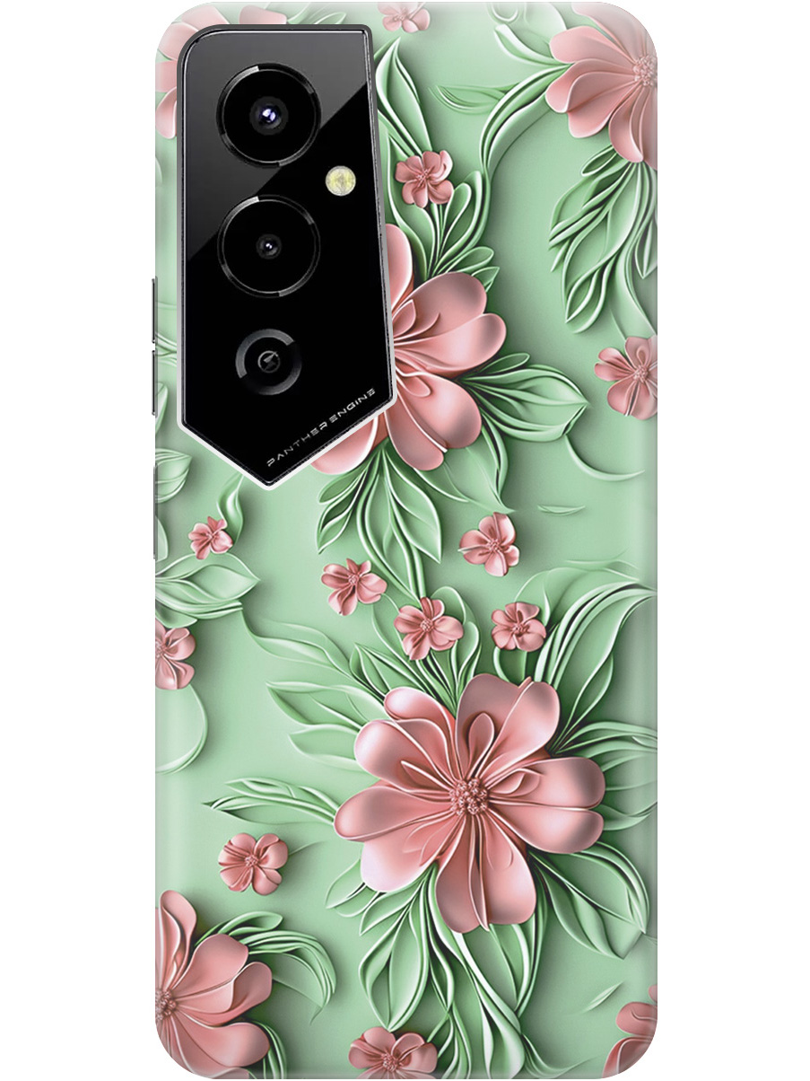 

Силиконовый чехол на Tecno Pova 4 Pro с принтом "Розовые цветы на мятном фоне", Прозрачный;зеленый;розовый, 762091521