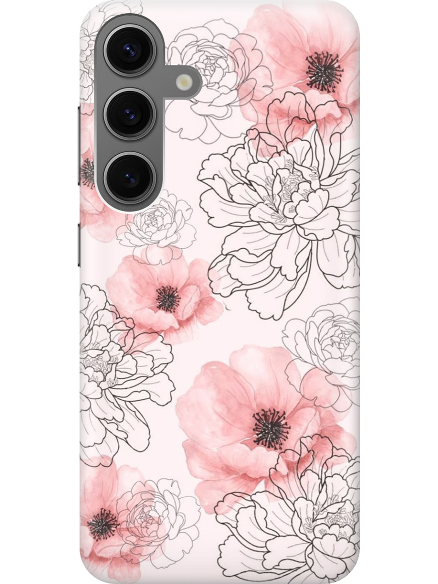 

Силиконовый чехол на Samsung Galaxy S24 с рисунком "Нежно-розовые цветы", Розовый, 20011913