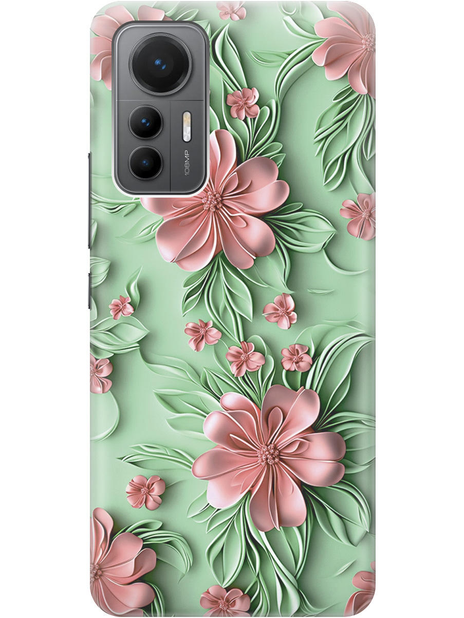 

Силиконовый чехол на Xiaomi 12 Lite с принтом "Розовые цветы на мятном фоне", Прозрачный;зеленый;розовый, 740133321