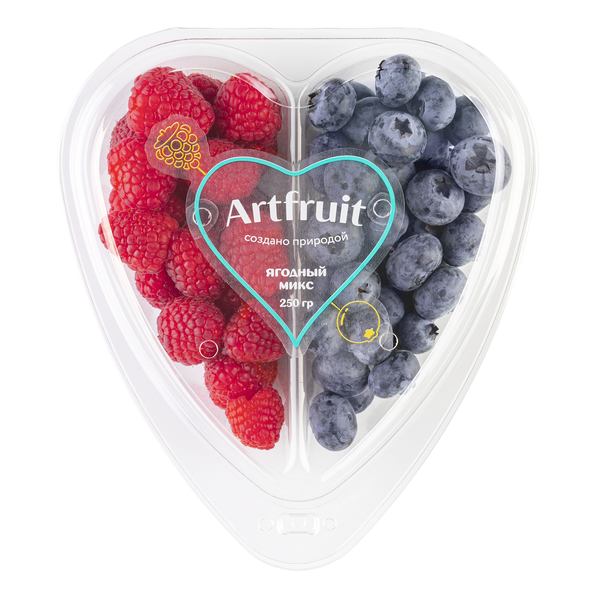 

Ягодный микс Artfruit Сердце голубика-малина 250 г