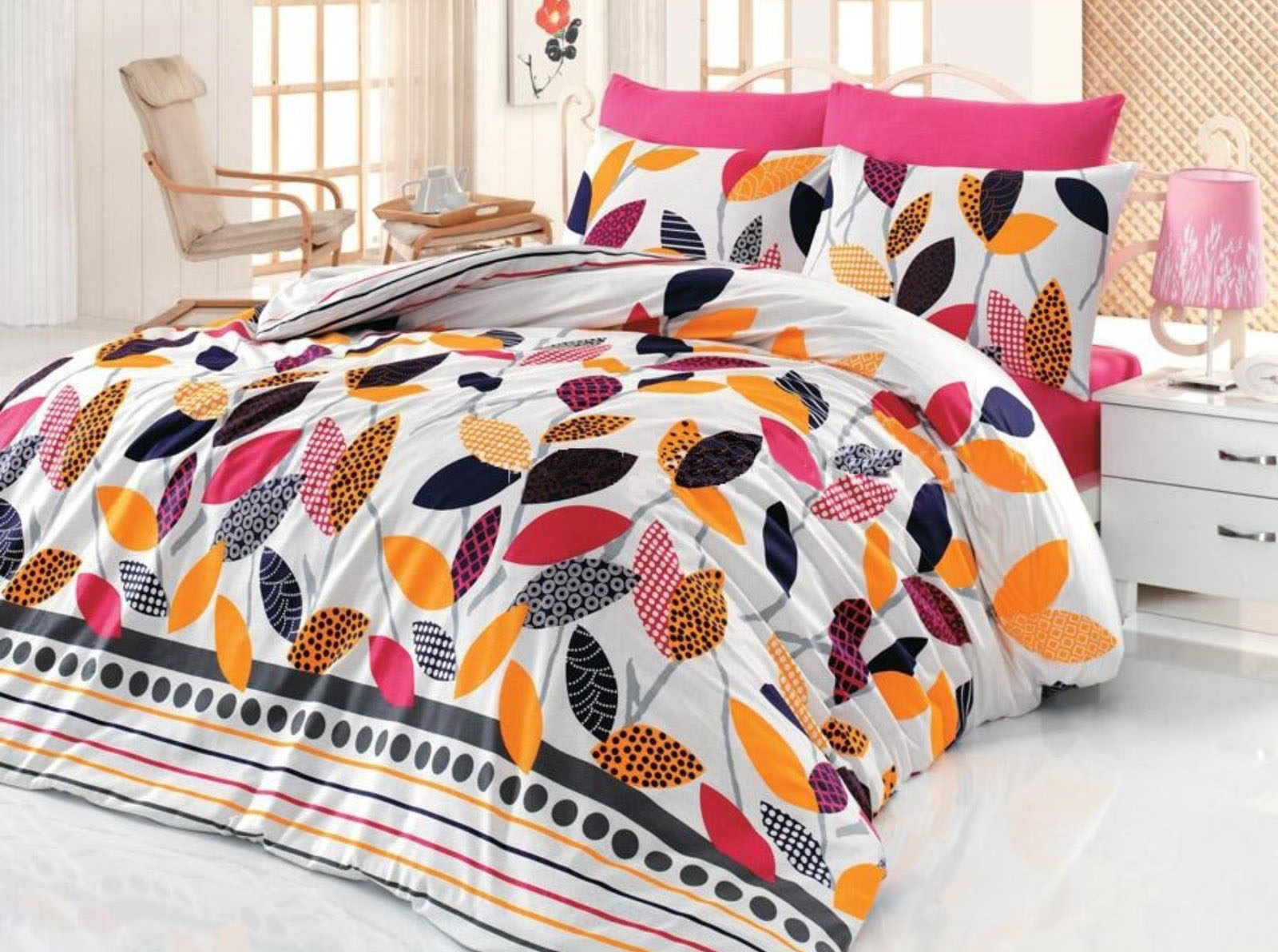 

Комплект постельного белья Cotton Life Defne полутораспальный кретон фуксия