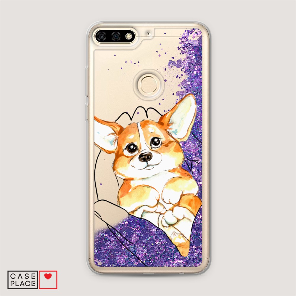 

Чехол Awog на Honor 7C/7A Pro/Y6 Prime 2018 "Корги в ладошках", Разноцветный, 64592-1