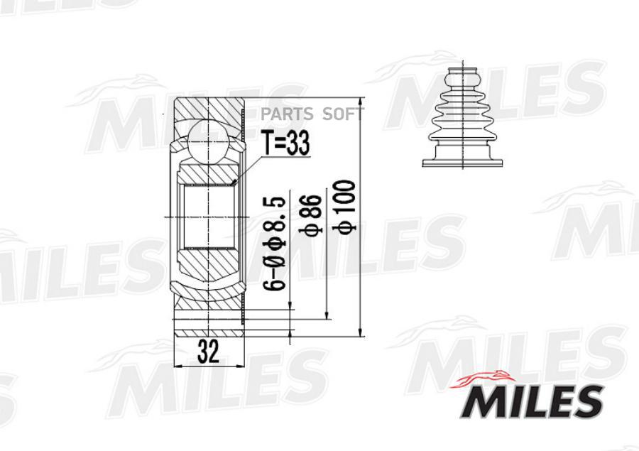 

Шрус Audi 80/Vw G1/G2/G3/Passat/Polo 1.6-2.8 82-01 Внутр. Miles арт. GA10007