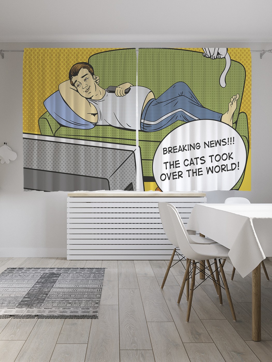 

Классические шторы JoyArty "Коты везде", серия Oxford DeLux, 2 полотна 145x180 см, Коты везде