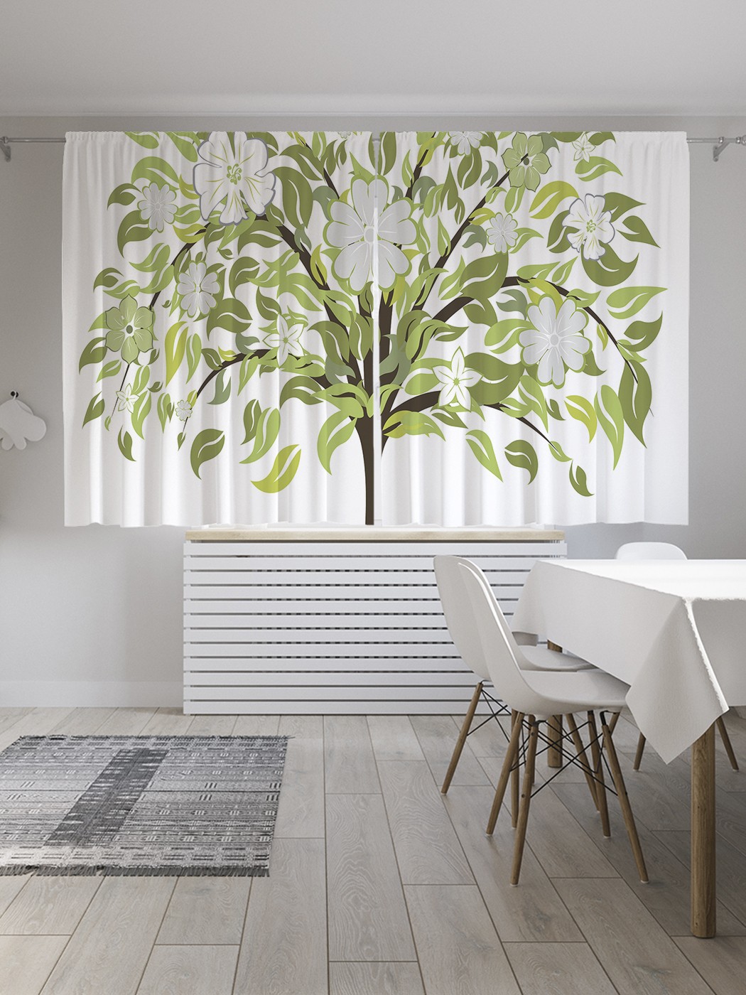 

Классические шторы JoyArty "Цветочное дерево", серия Oxford DeLux, 2 полотна 145x180 см, Цветочное дерево