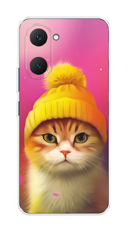 

Чехол на Vivo Y03 "Котик в шапочке", Розовый;желтый;бежевый, 2610450-1