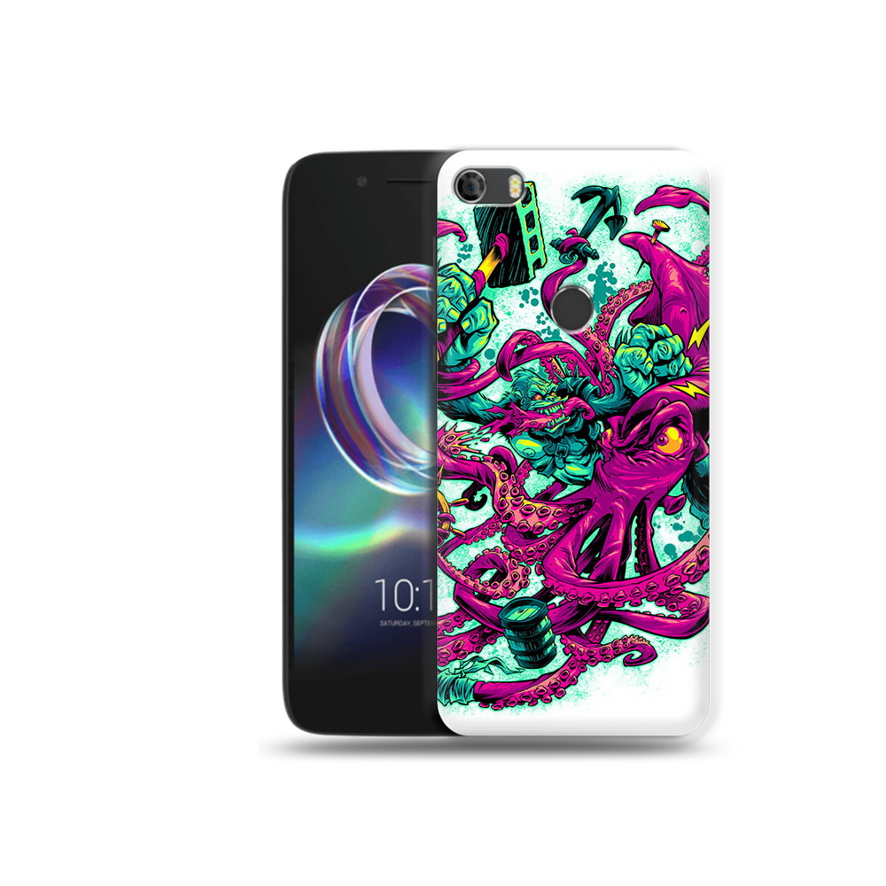 

Чехол MyPads Tocco для Alcatel Idol 5 фиолетовый кракен, Прозрачный, Tocco