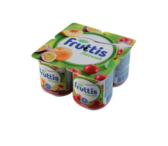фото Йогуртный продукт fruttis легкий вишня-персик-маракуйя 0,1% бзмж 110 г