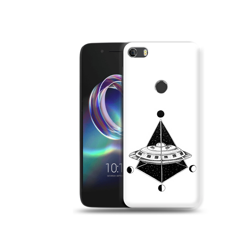 

Чехол MyPads Tocco для Alcatel Idol 5 черно белая летающая тарелка, Прозрачный, Tocco