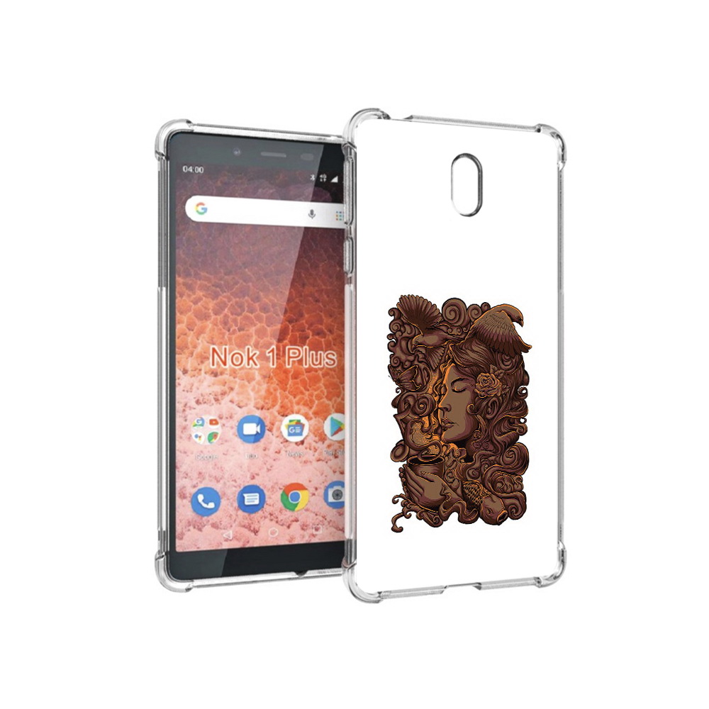 

Чехол MyPads Tocco для Nokia 1 Plus девушка с длинными волосами абстракция, Прозрачный, Tocco