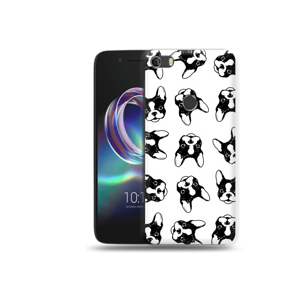 

Чехол MyPads Tocco для Alcatel Idol 5 черно белые собачки, Прозрачный, Tocco