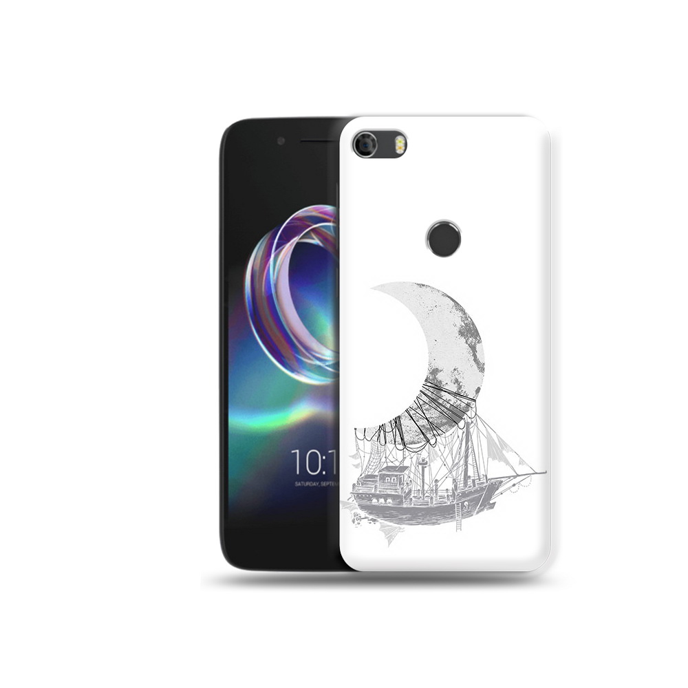 

Чехол MyPads Tocco для Alcatel Idol 5 черно белый корабль полумесяц, Прозрачный, Tocco