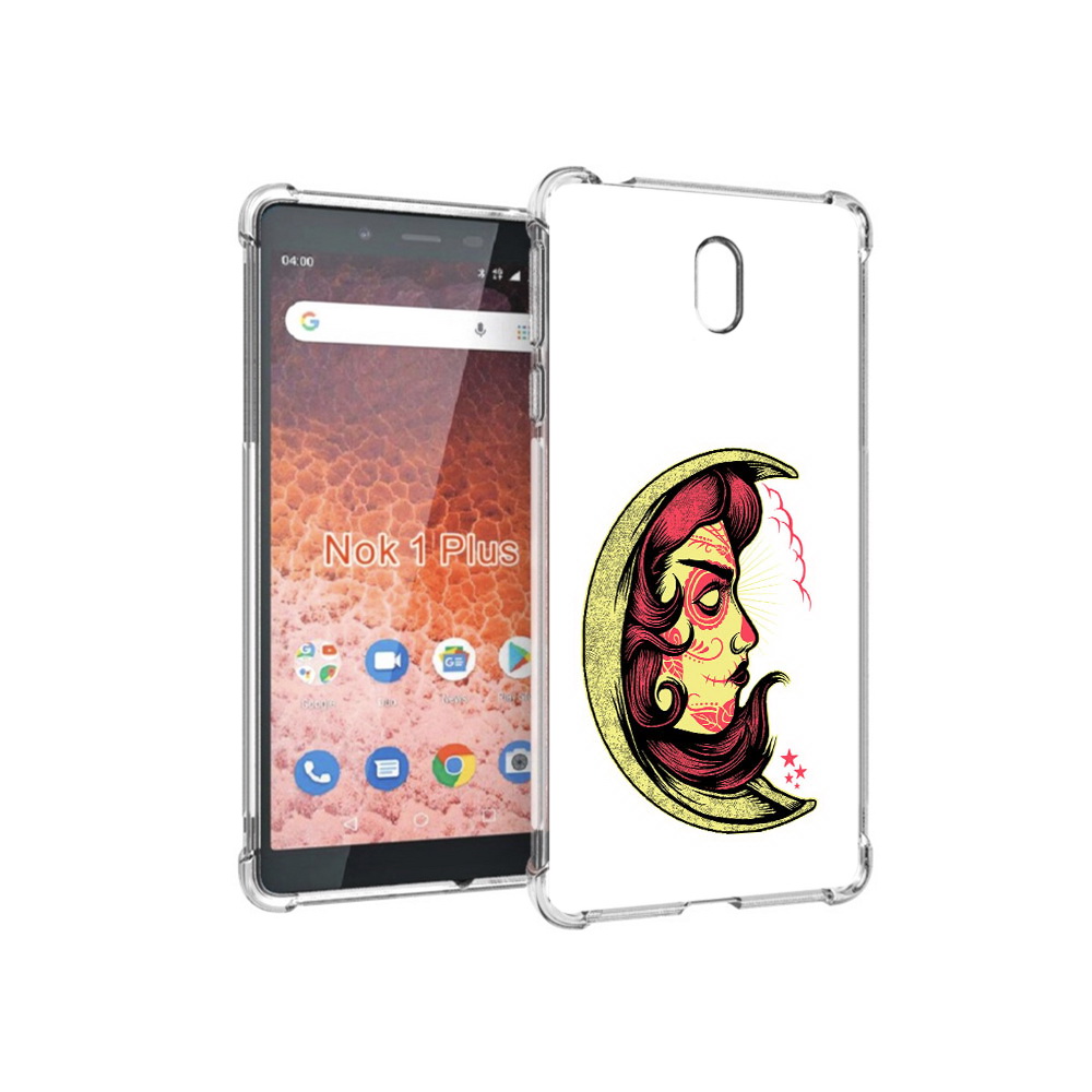 

Чехол MyPads Tocco для Nokia 1 Plus желтый полумесяц с лицом девушки (PT129147.112.346), Прозрачный, Tocco