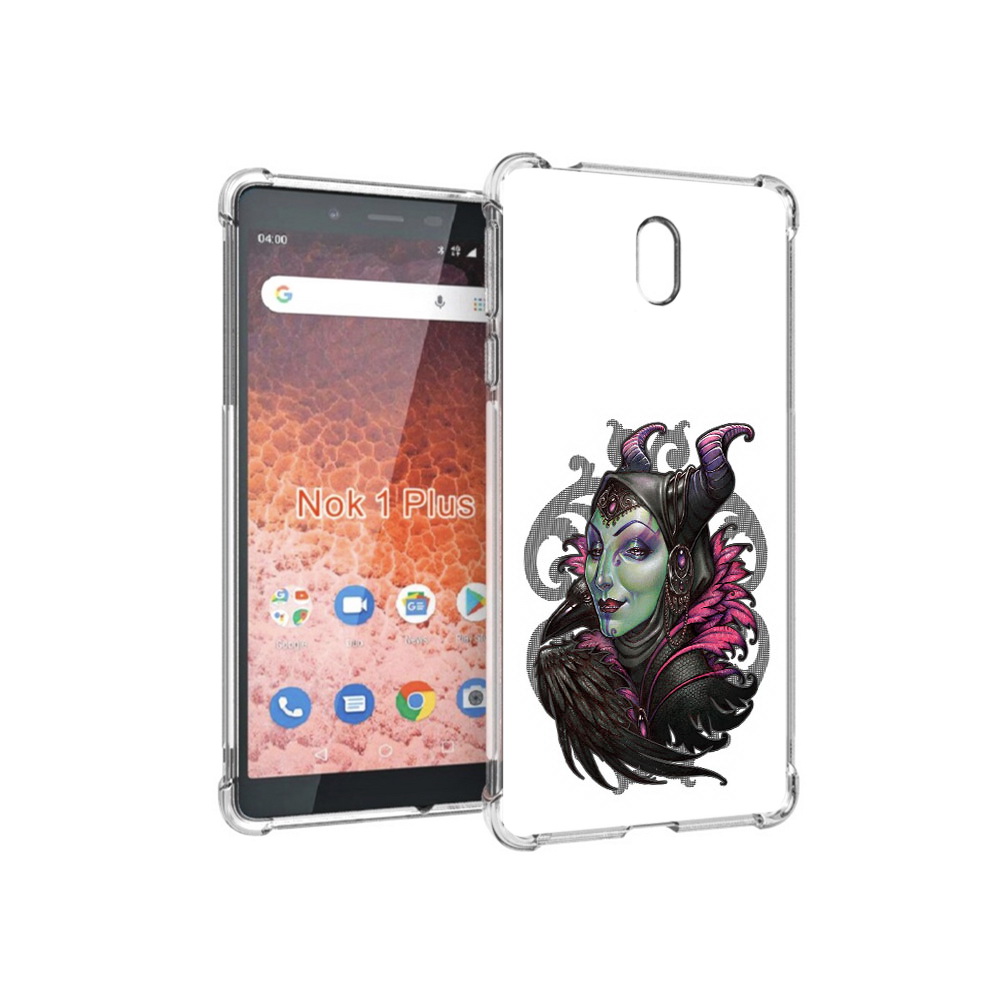 

Чехол MyPads Tocco для Nokia 1 Plus зеленая девушка с вороном (PT129147.112.357), Прозрачный, Tocco