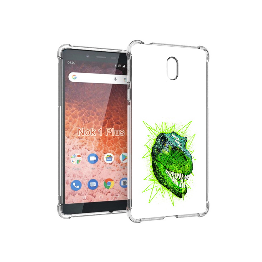 

Чехол MyPads Tocco для Nokia 1 Plus зеленый динозавр (PT129147.112.358), Прозрачный, Tocco