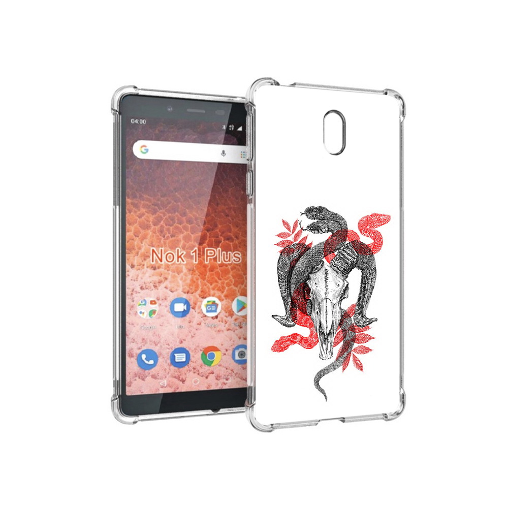 

Чехол MyPads Tocco для Nokia 1 Plus змея в черепе рисунок (PT129147.112.365), Прозрачный, Tocco