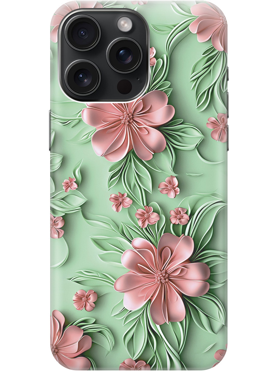 

Силиконовый чехол на Apple iPhone 15 Pro Max с принтом "Розовые цветы на мятном фоне", Прозрачный;зеленый;розовый, 775148121