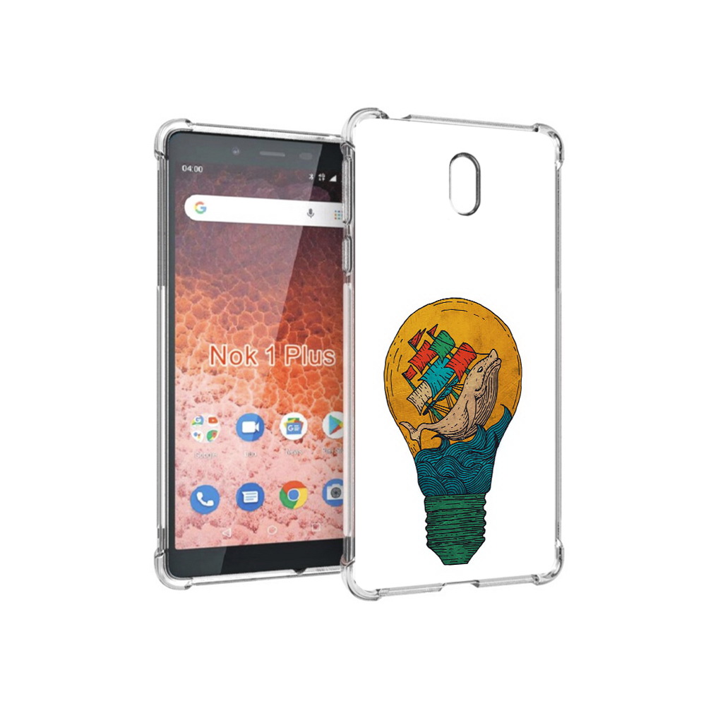 

Чехол MyPads Tocco для Nokia 1 Plus кит в лампочке с парусами (PT129147.112.387), Прозрачный, Tocco