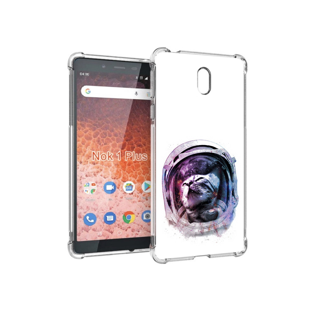 

Чехол MyPads Tocco для Nokia 1 Plus кот в шлеме (PT129147.112.396), Прозрачный, Tocco