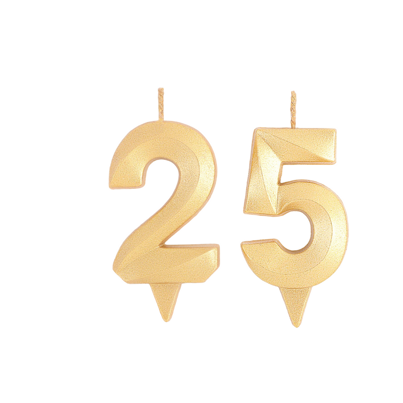 Свеча Страна Карнавалия юбилейная Грань 2 в 1 цифра 25, цифра 52, золотой металлик, 7.8 см
