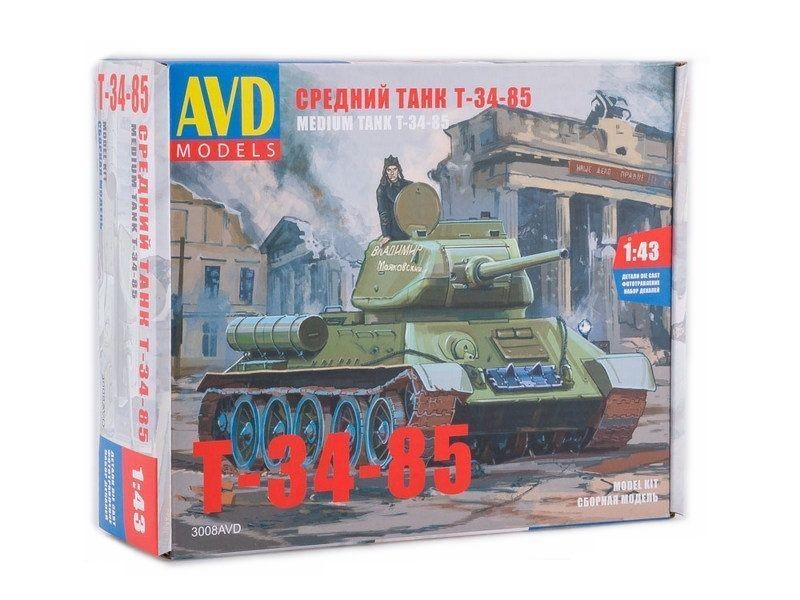 фото Сборная модель avd средний танк t-34-85, 1/43 avd models