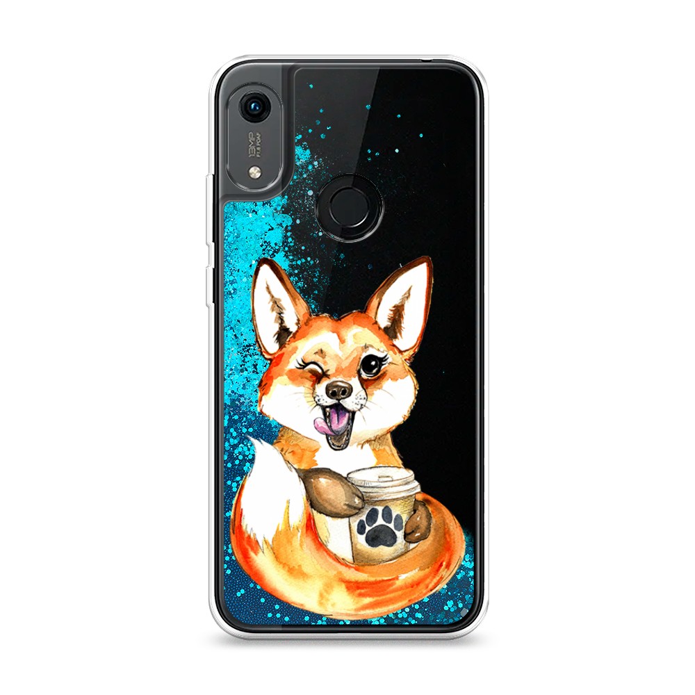 

Чехол Awog на Honor 8A/8A Pro/Huawei Y6s/Y6 2019 "Подмигивающая лиса с кофе", Разноцветный, 68793-1