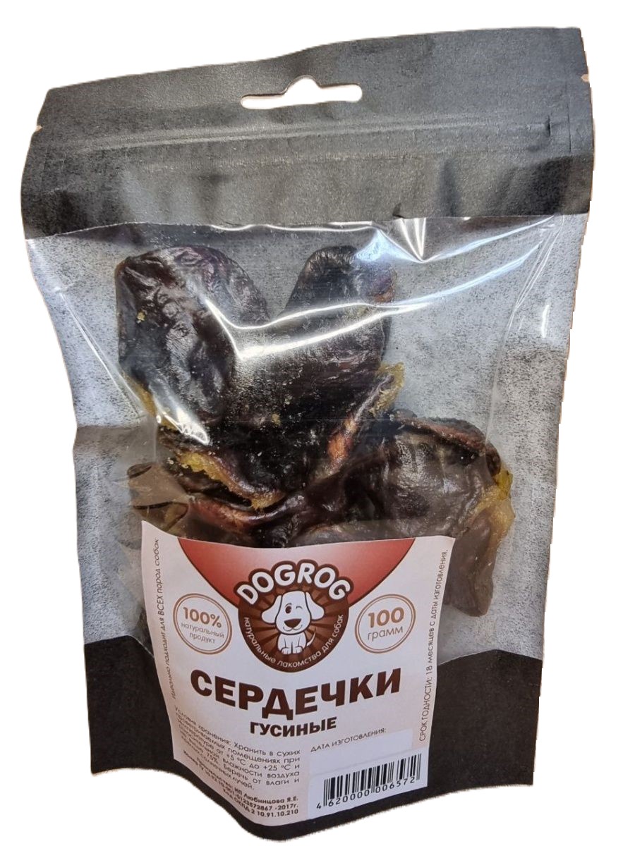 

Сердечки гусиные сушеные DOGROG натуральное лакомство, 100 г, lk-81111