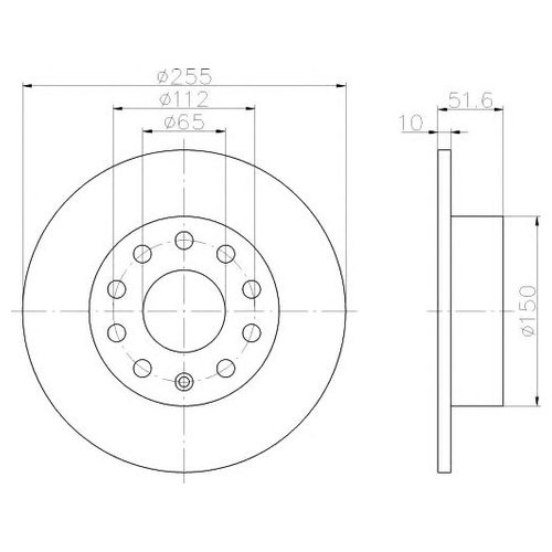 Тормозной диск задний Hella 8DD355109601