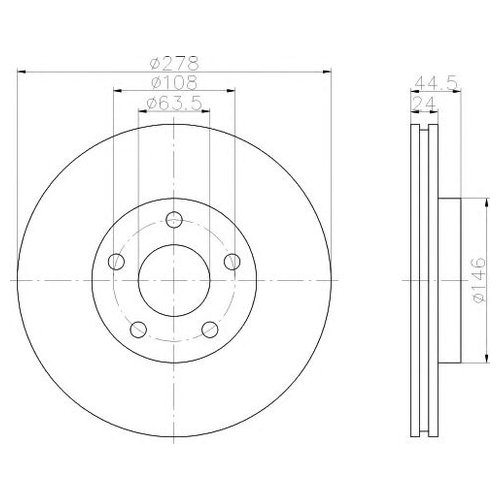

Тормозной диск передний Hella 8dd355110281 для Ford Tourneo Connect, TRANSIT