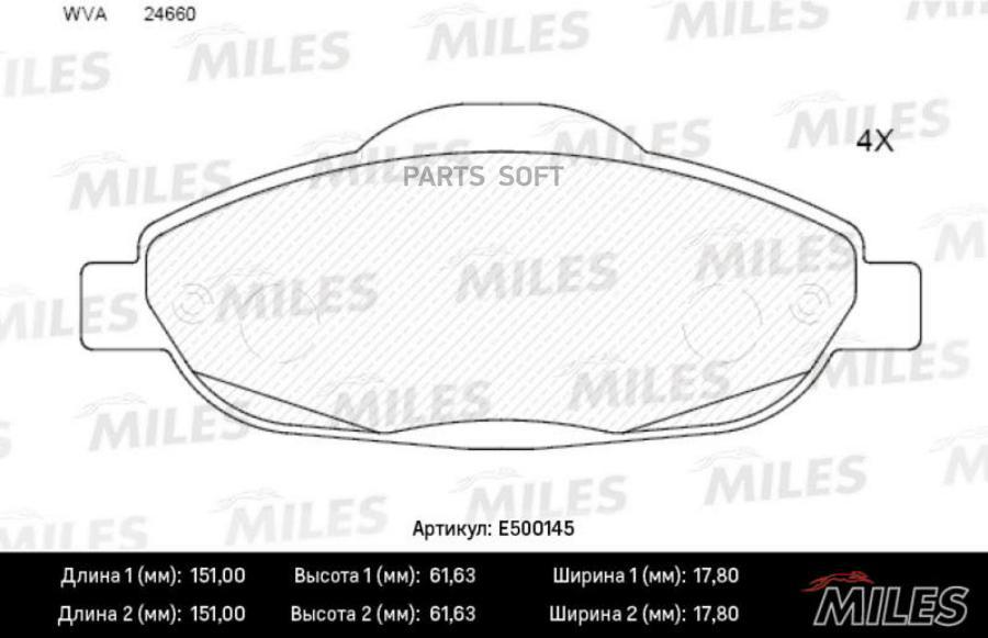 

Колодки Тормозные Peugeot 308 07-, 3008 09- Передние E5 Ceramic Miles Miles арт. E500145