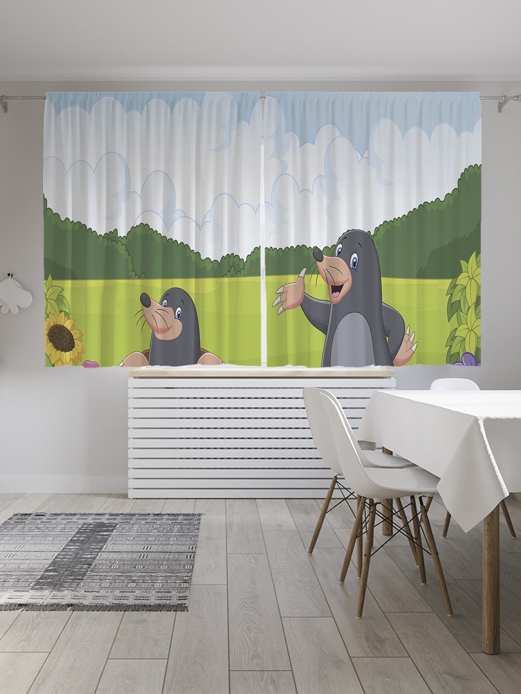 

Классические шторы JoyArty "Кроты на прогулке", серия Oxford DeLux, 2 полотна 145x180 см, Кроты на прогулке