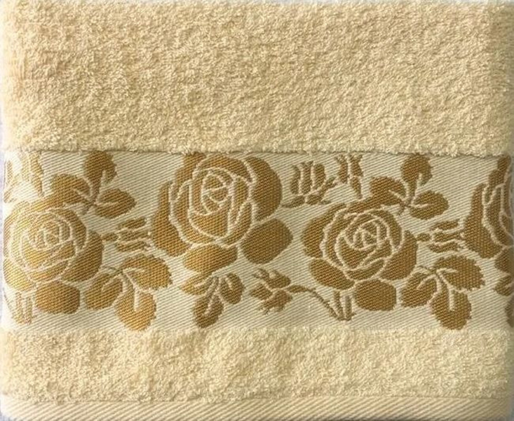 Полотенце DM Текстиль Розы 70x130 см маxровое ванильное