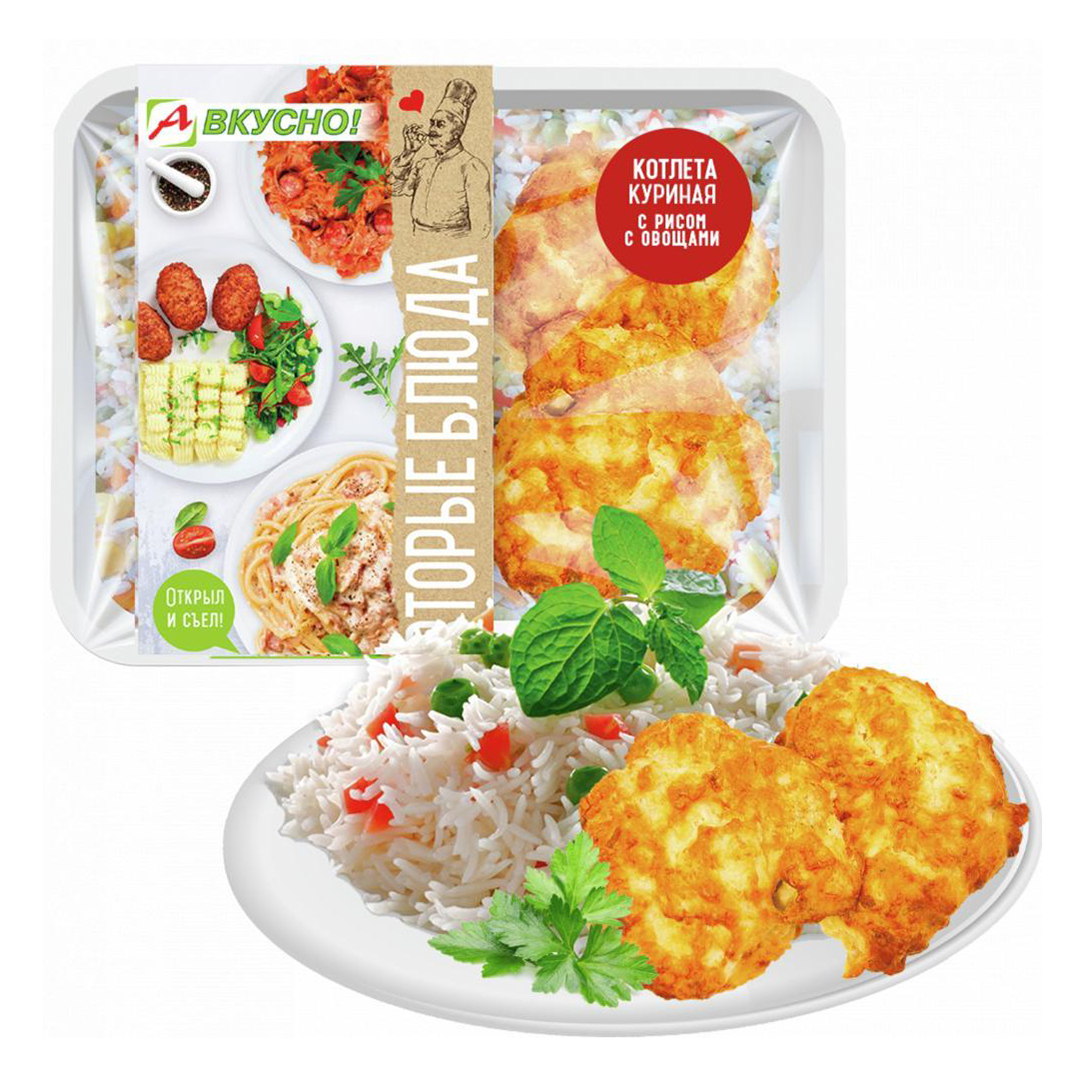 Котлета А вкусно Лакомка куриная с рисом и овощами 300 г 220₽