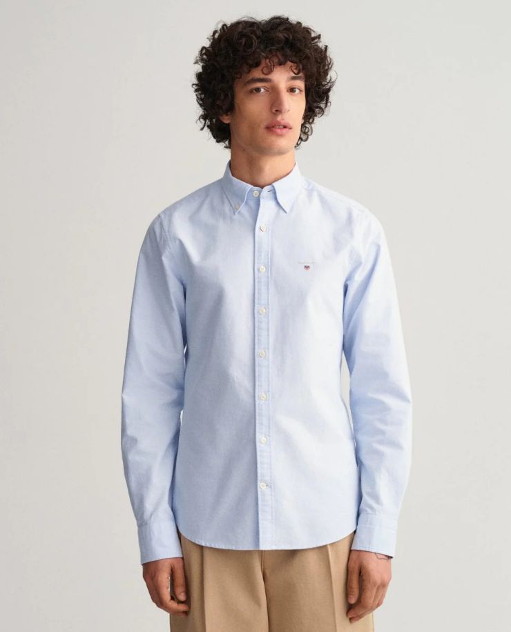 

Рубашка мужская GANT 359902 голубая L, Голубой, 359902