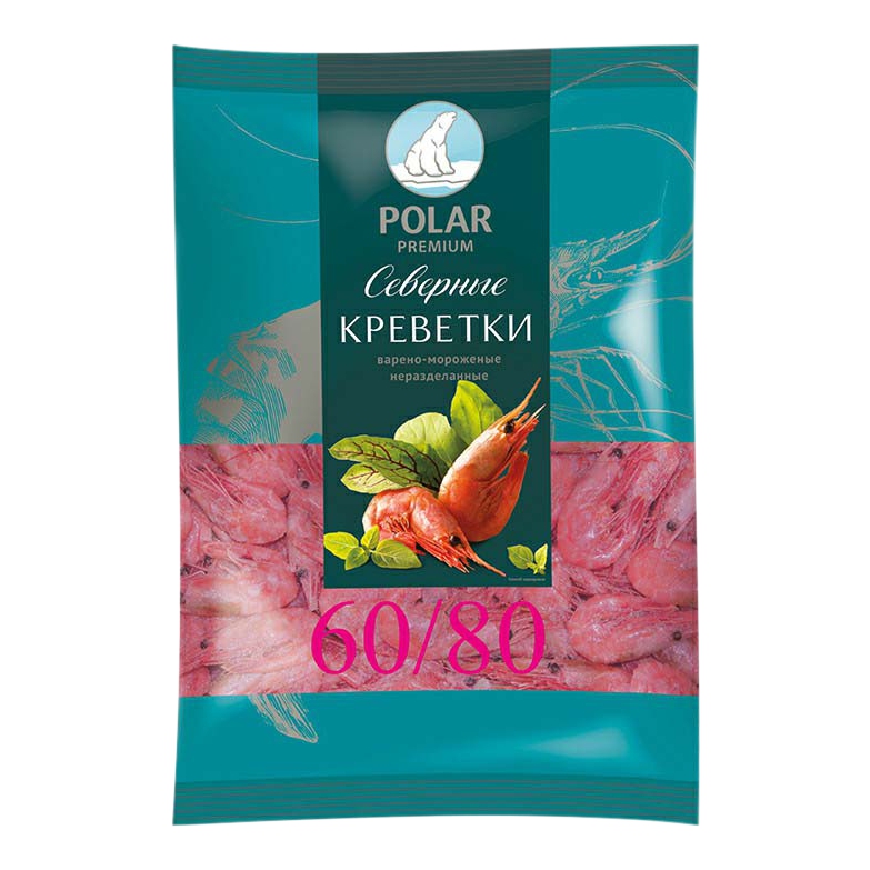 

Креветки Polar Premium Северные варено-мороженые неразделанные 60/80 500 г