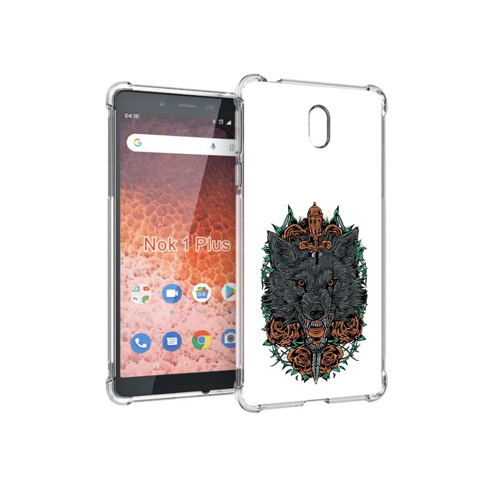 

Чехол MyPads Tocco для Nokia 1 Plus красивый злой волк (PT129147.112.409), Прозрачный, Tocco