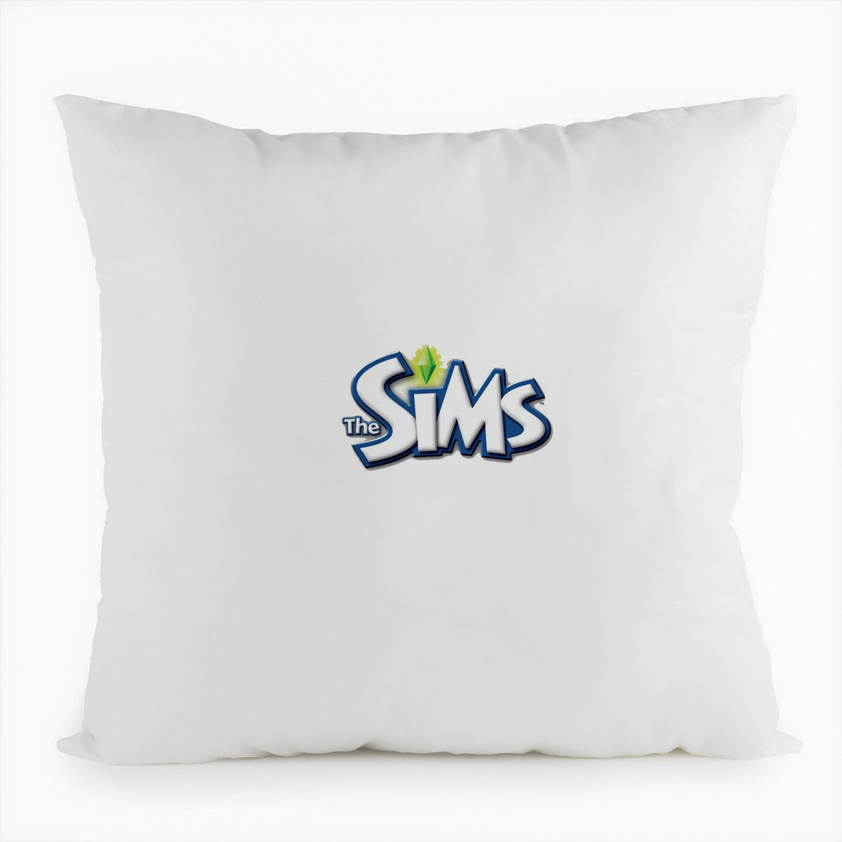 

Подушка белая CoolPodarok Игры.Симс.Games.Sims.(Логотип симс на белом фоне)