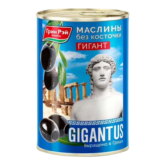 

Маслины Green Ray Гигант черные в рассоле без косточки 420 г