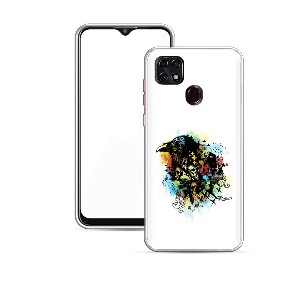 

Чехол MyPads Tocco для ZTE V2020 ворон и черепа (PT226946.457.273), Прозрачный, Tocco