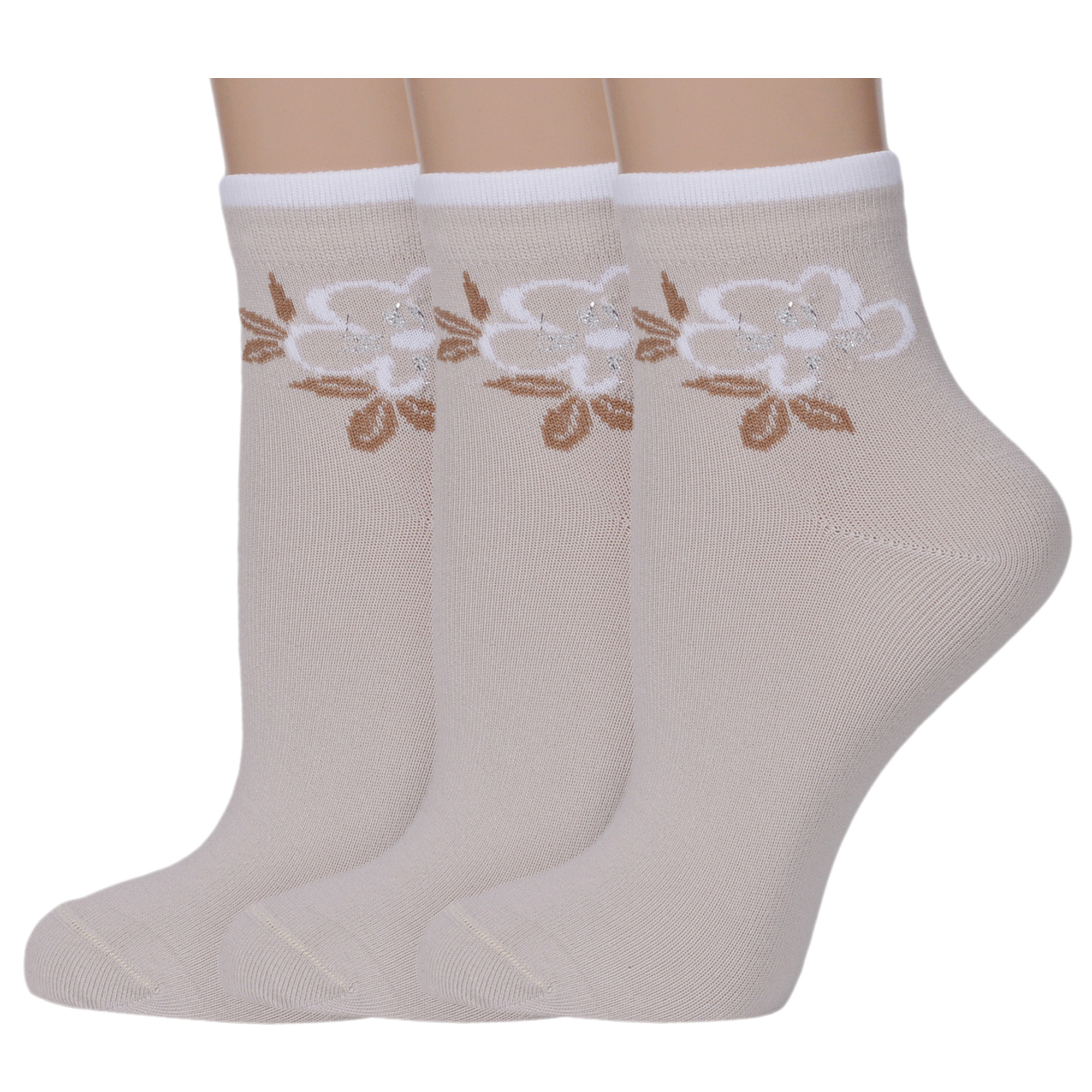 

Комплект носков женских Rusocks 3-Ж-1350-01 бежевый; белый 23-25, 3-Ж-1350-01