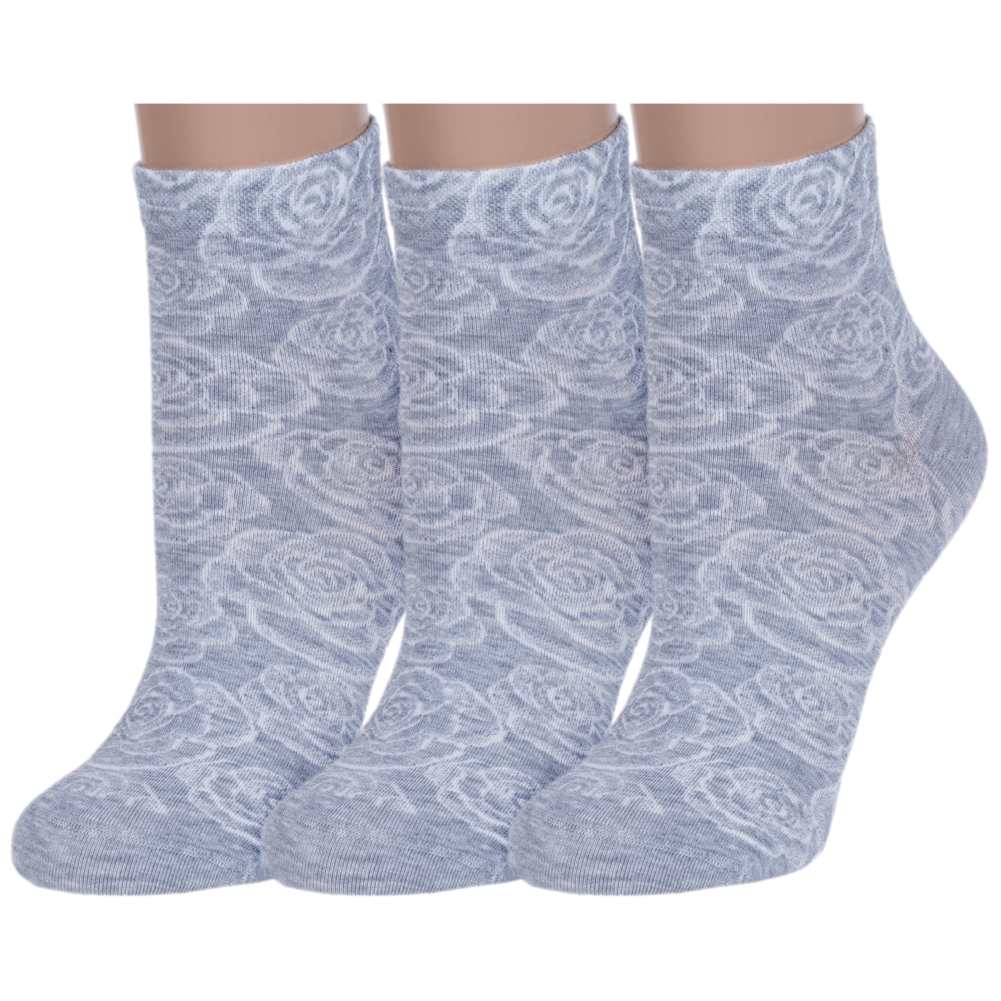 Комплект носков женских Rusocks 3-Ж-1526 серых 23-25