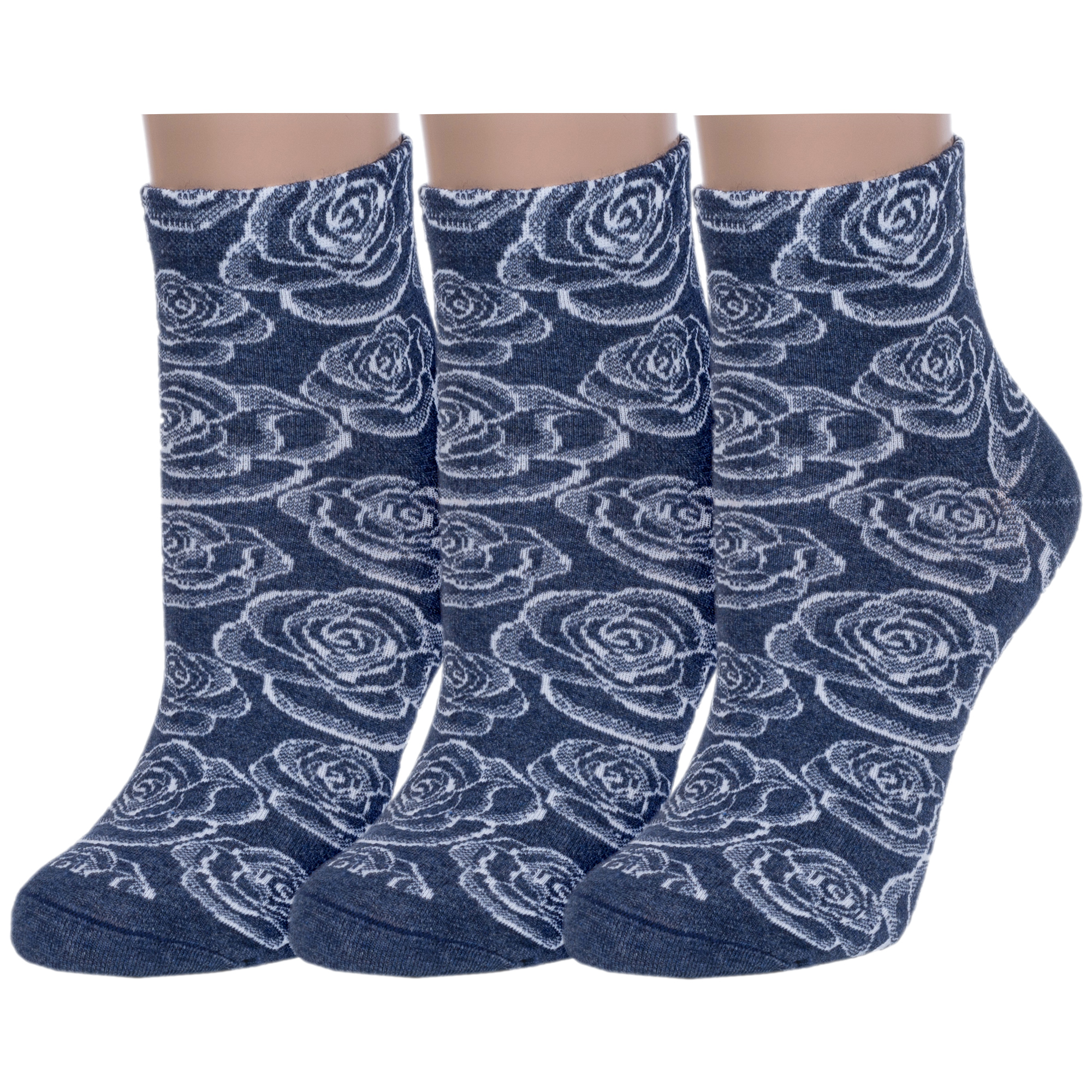 Комплект носков женских Rusocks 3-Ж-1526 синих 23-25