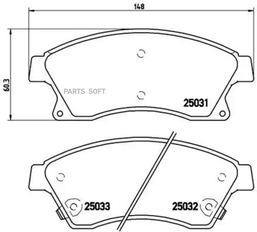 

Тормозные колодки brembo передние дисковые P59076