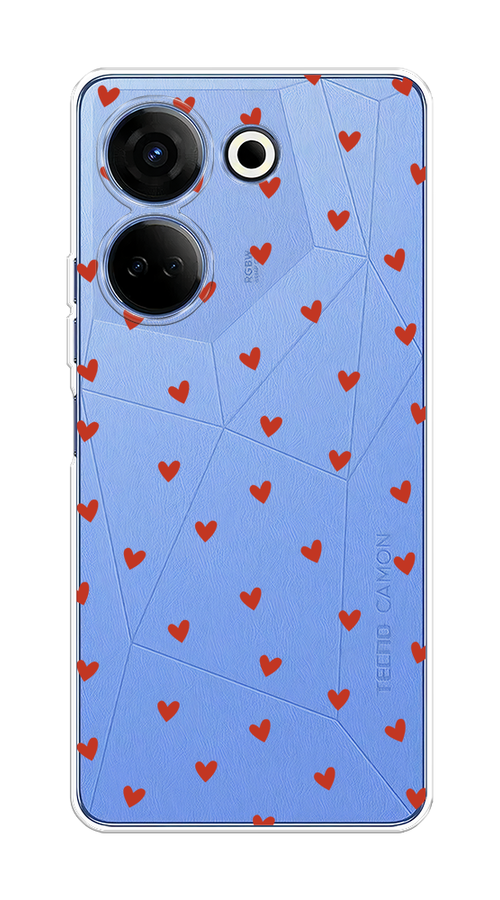 

Чехол на Tecno Camon 20/20 Pro 4G "Red hearts", Красный;прозрачный, 304150-1