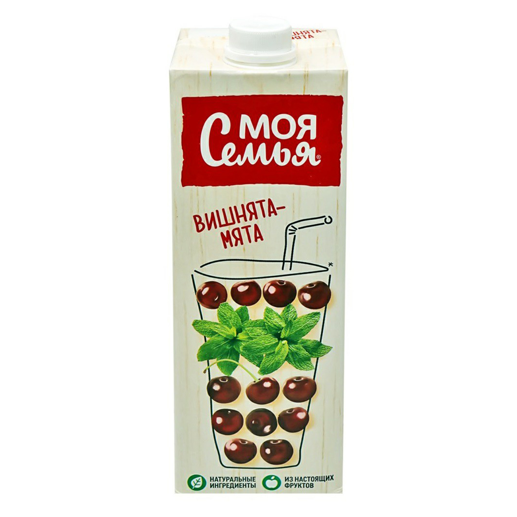 

Напиток сокосодержащий Моя Семья вишнята-мята яблоко-вишня-черноплодная рябина 950 мл